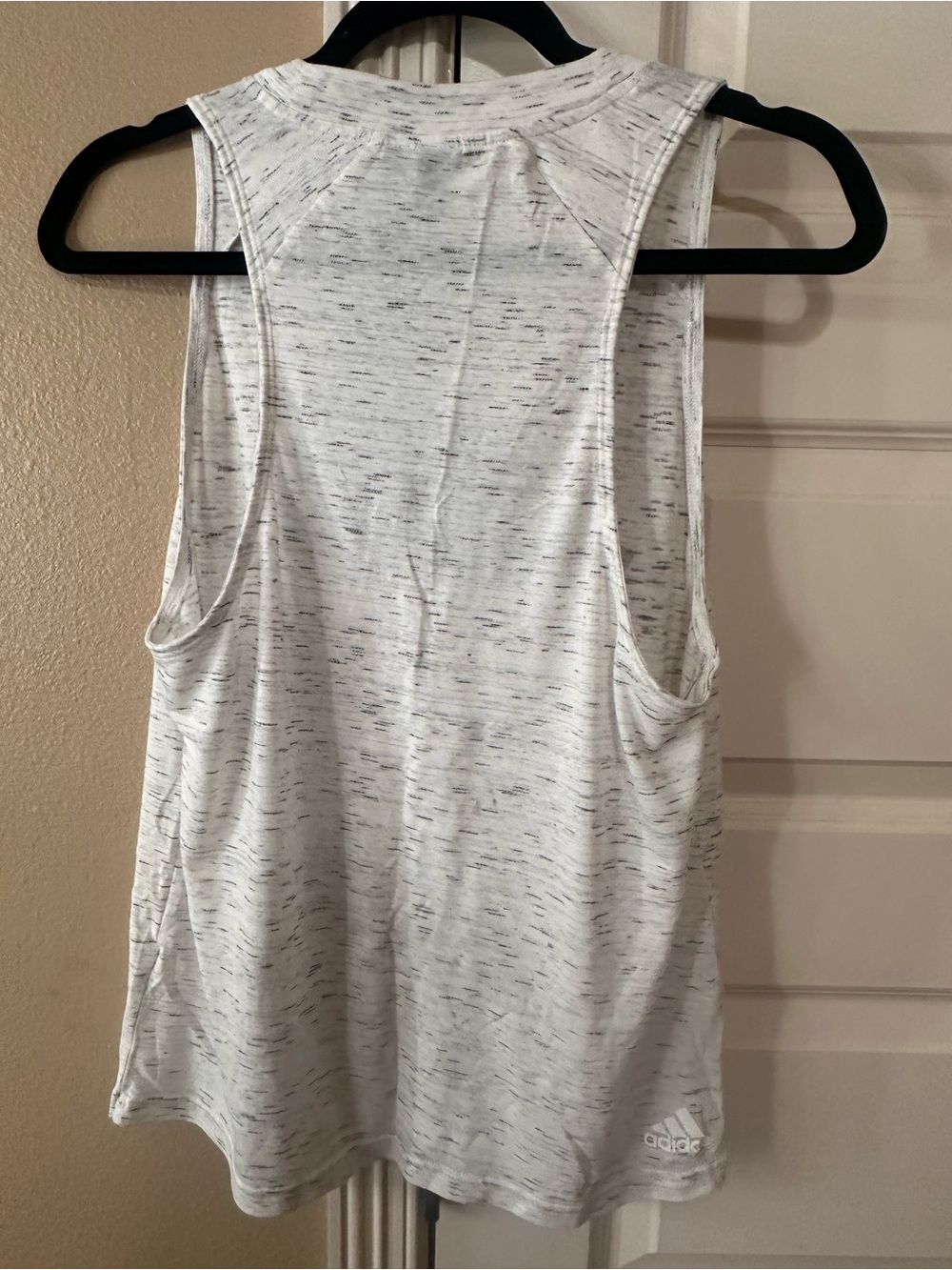 adidas White Flecked Crewneck Tee with Black Logo - Picture 3 of 3